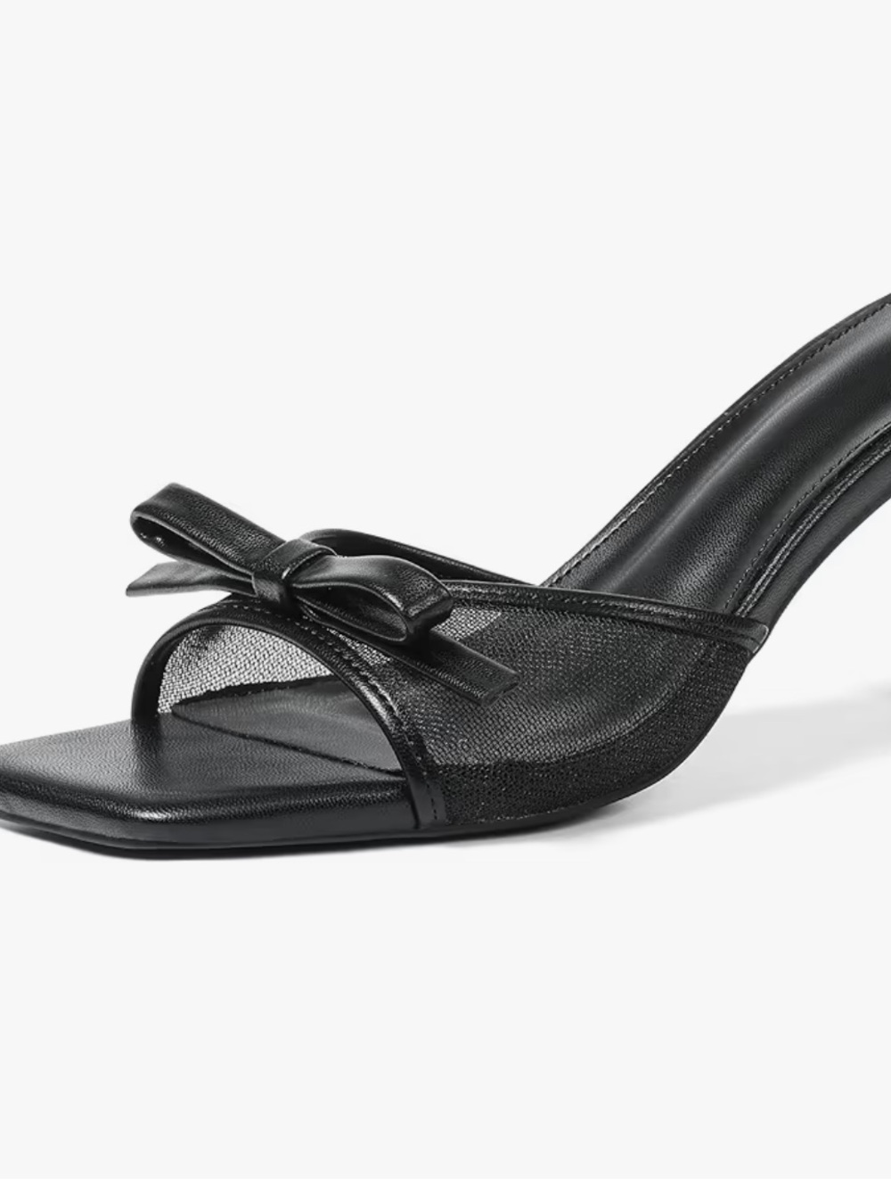 Black Mesh Slip-On Heels Size 9 - Picture 3 of 7